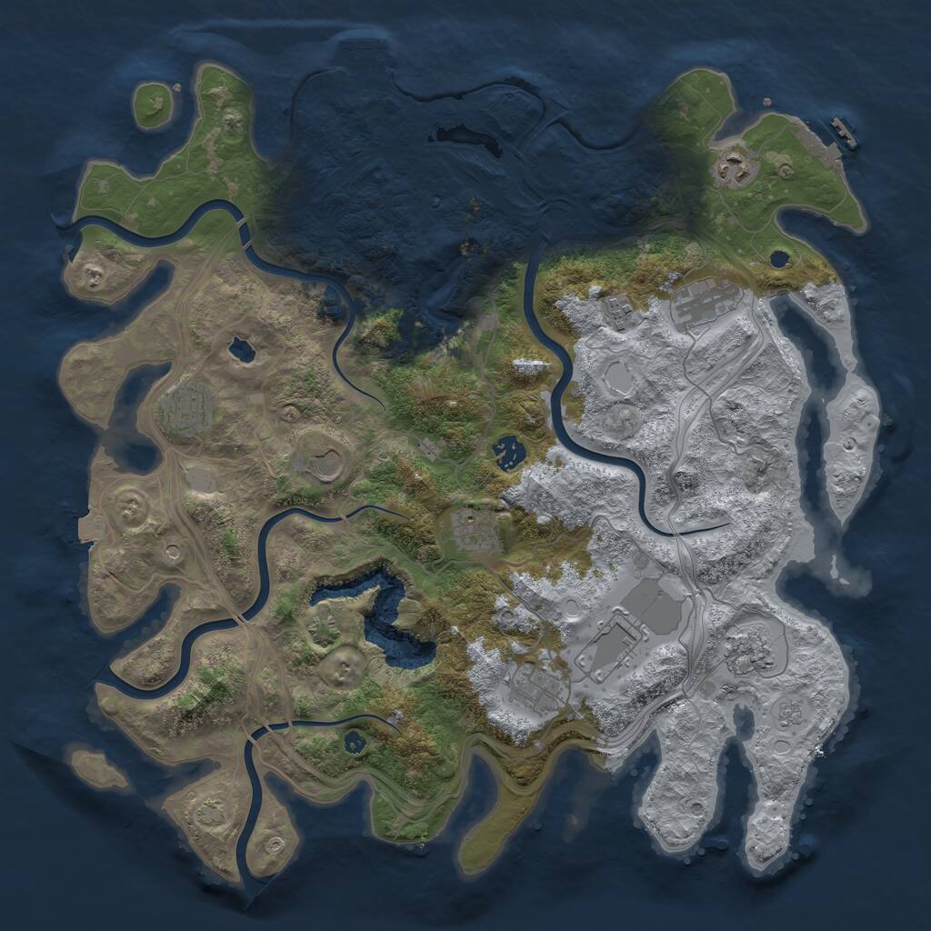 Rust Map: Procedural Map, Size: 4250, Seed: 417725055, 16 Monuments