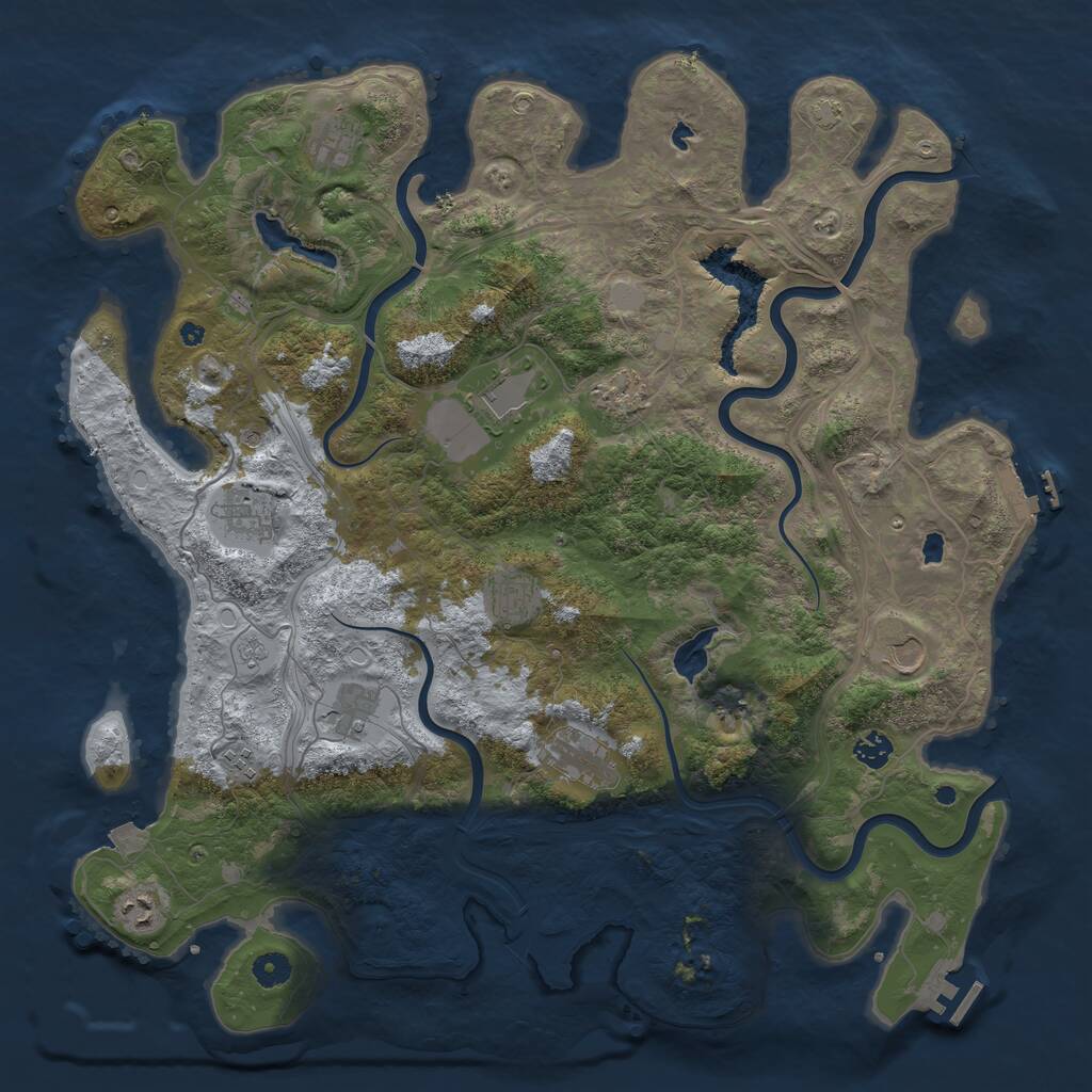 Rust Map: Procedural Map, Size: 4500, Seed: 320029720, 17 Monuments