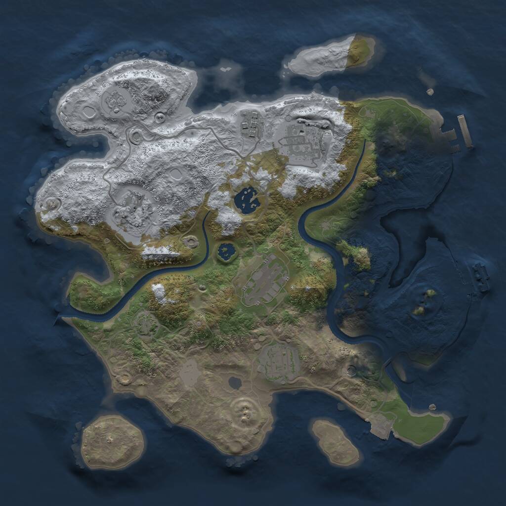 Rust Map: Procedural Map, Size: 3000, Seed: 358902, 12 Monuments