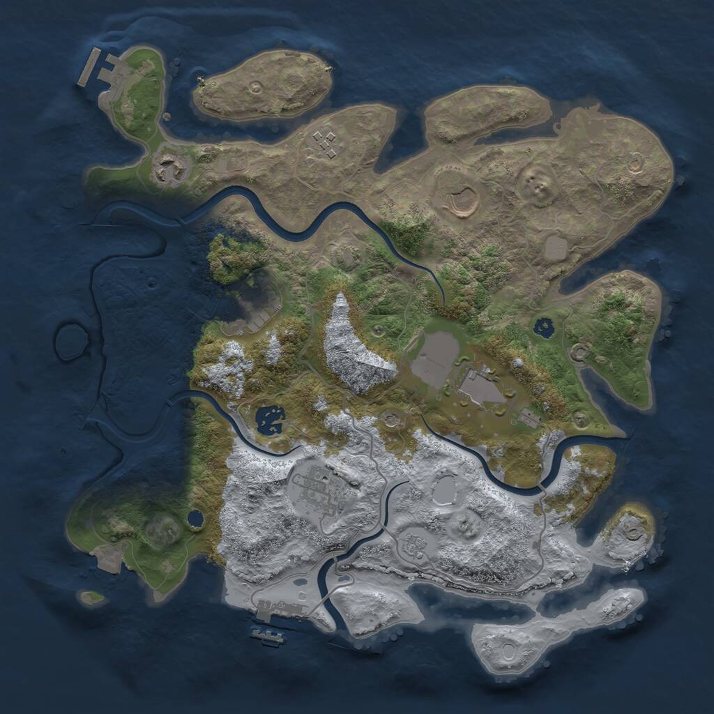 Rust Map: Procedural Map, Size: 3500, Seed: 1229170304, 13 Monuments