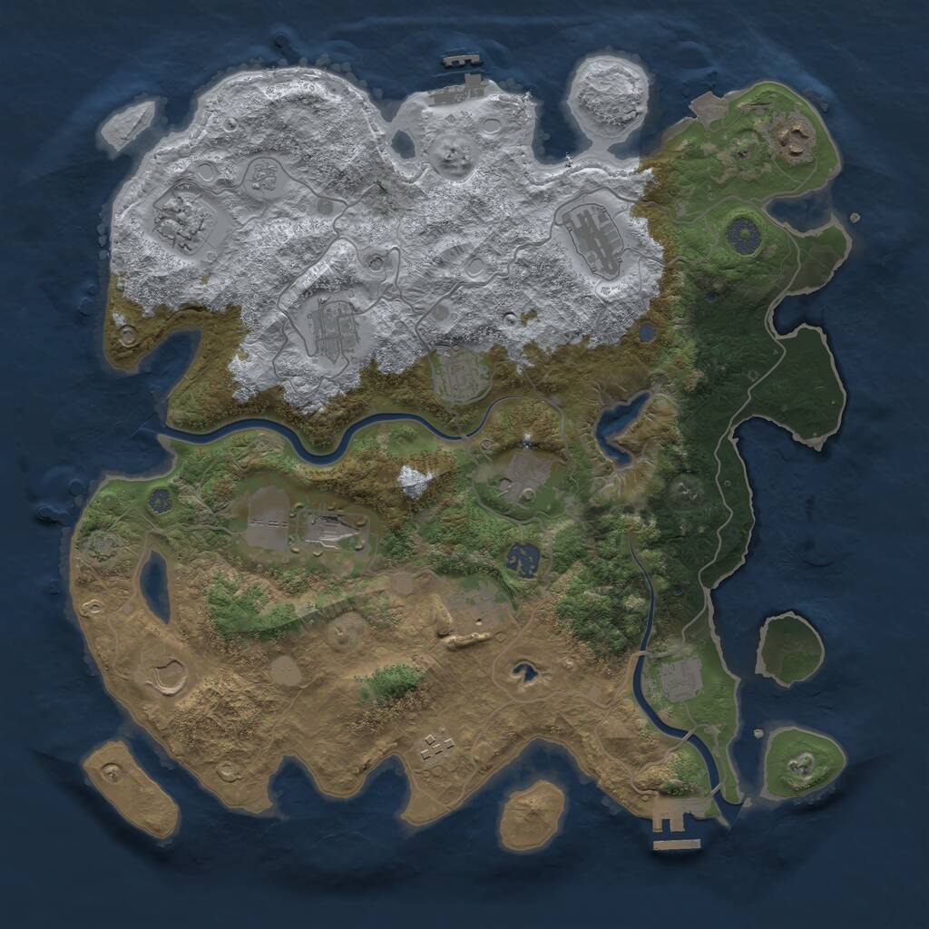 Rust Map: Procedural Map, Size: 4000, Seed: 214114476, 19 Monuments