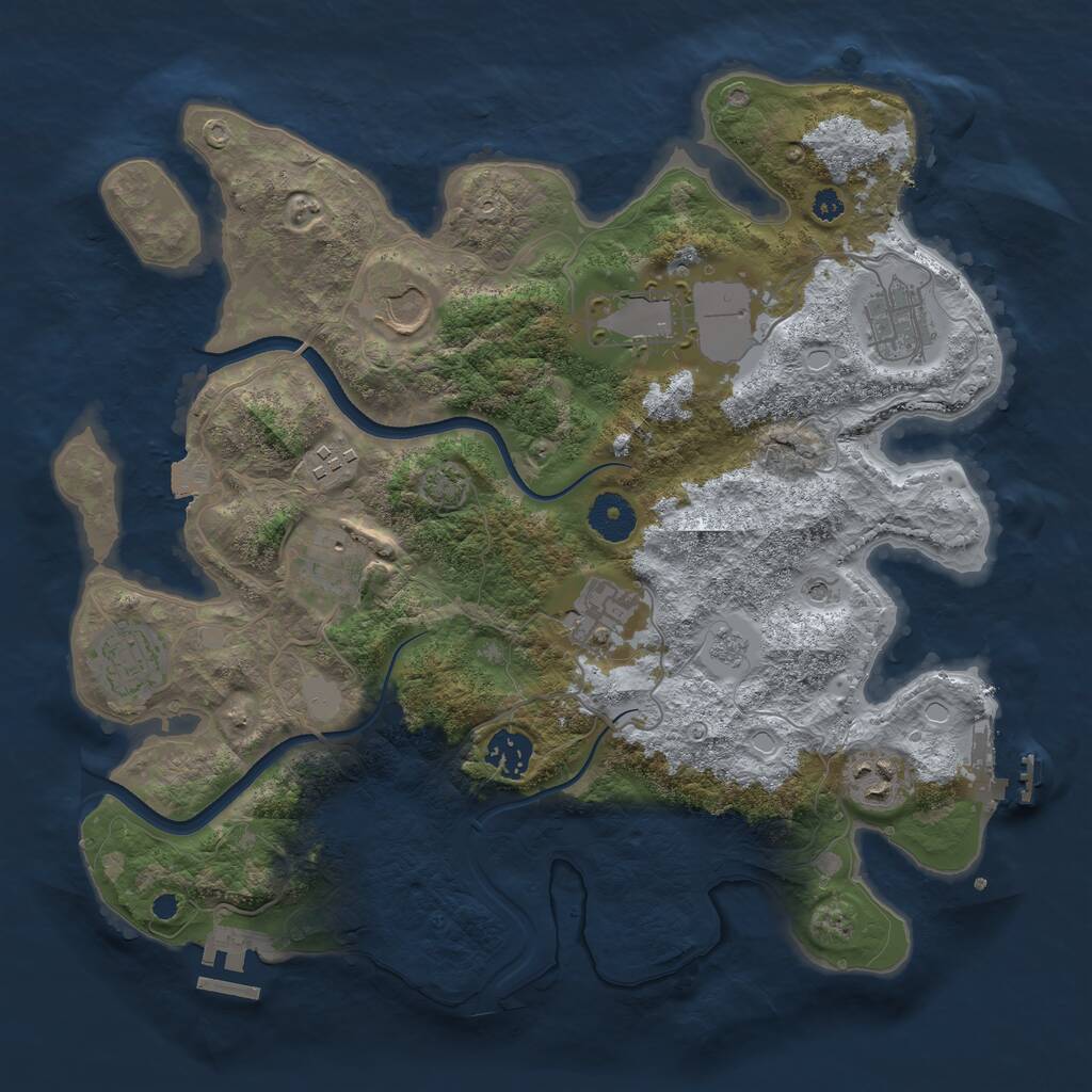 Rust Map: Procedural Map, Size: 3500, Seed: 1428170261, 15 Monuments