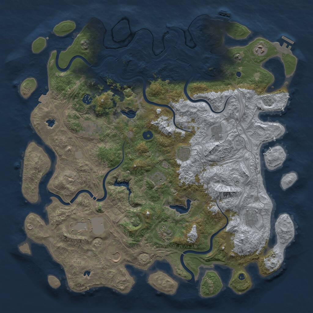 Rust Map: Procedural Map, Size: 4800, Seed: 744910556, 17 Monuments