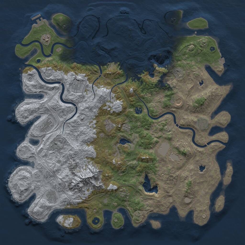 Rust Map: Procedural Map, Size: 5000, Seed: 1243, 17 Monuments