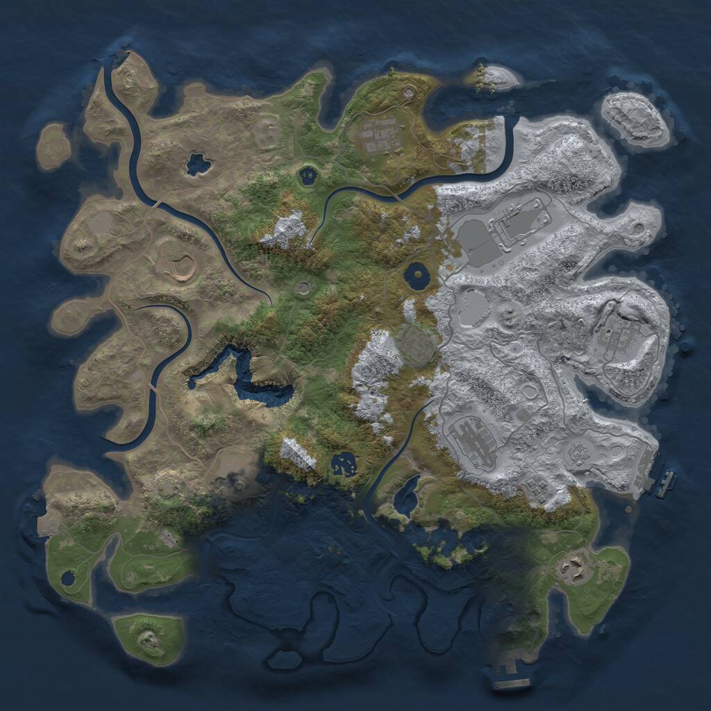 Rust Map: Procedural Map, Size: 4050, Seed: 1700619432, 16 Monuments