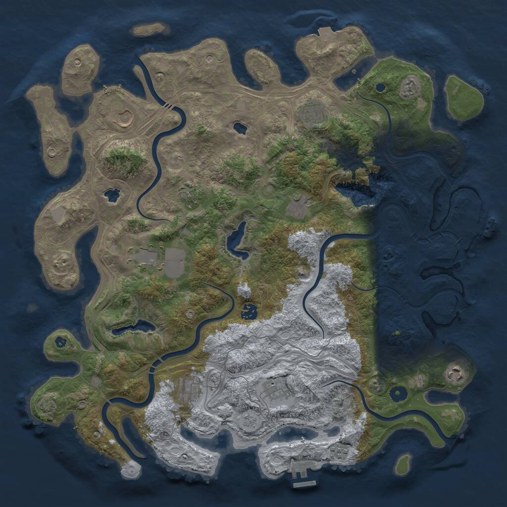 Rust Map: Procedural Map, Size: 4500, Seed: 1624578584, 16 Monuments