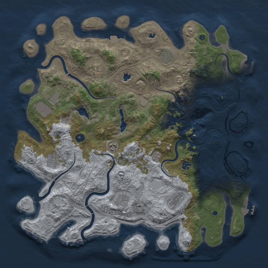 Rust Map: Procedural Map, Size: 4500, Seed: 5563589, 16 Monuments
