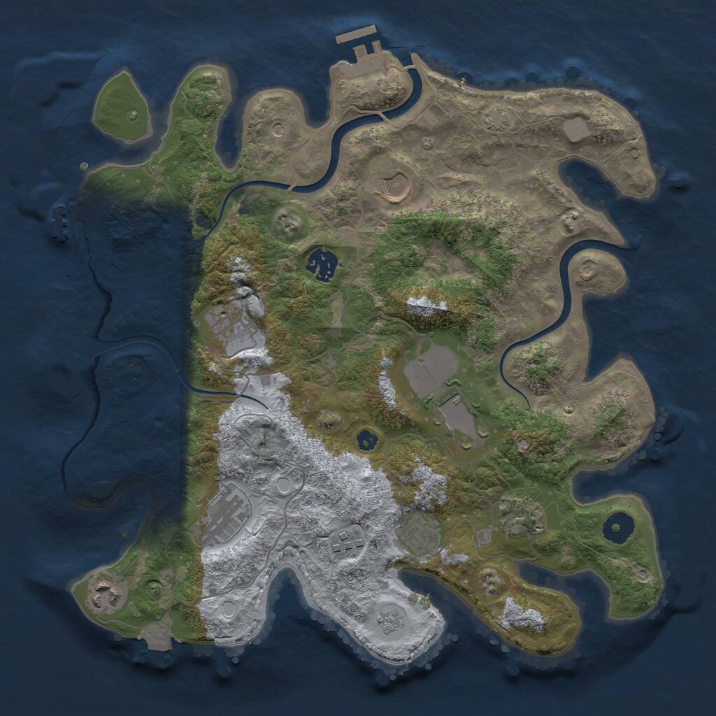 Rust Map: Procedural Map, Size: 3500, Seed: 816494336, 15 Monuments