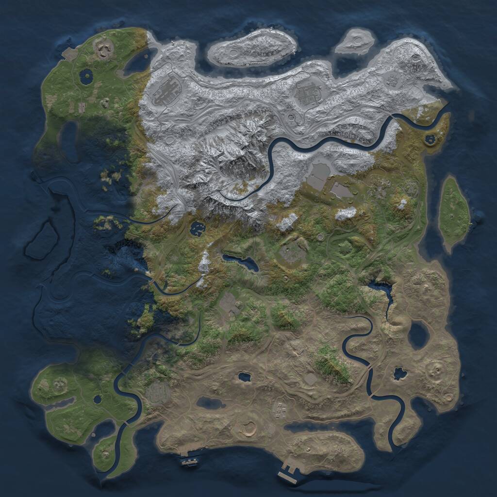 Rust Map: Procedural Map, Size: 5000, Seed: 21851621, 17 Monuments