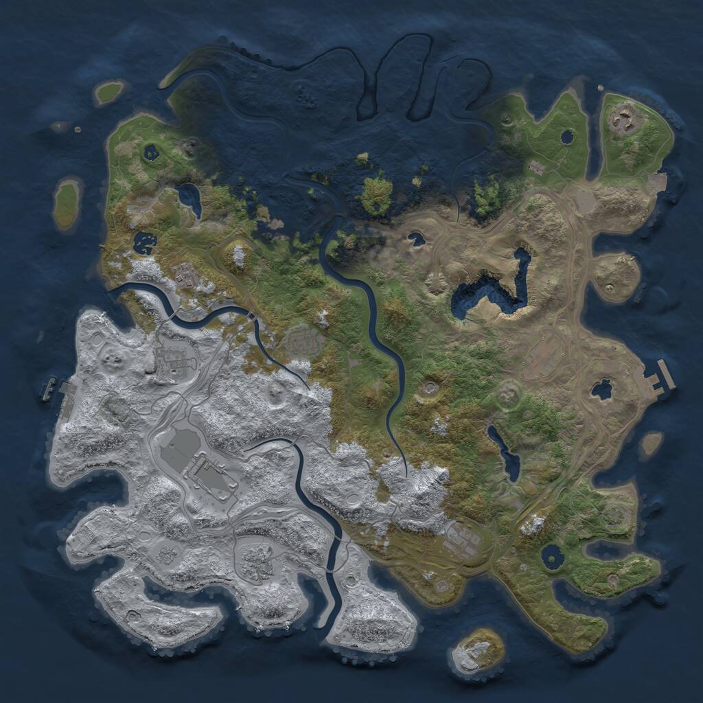 Rust Map: Procedural Map, Size: 4500, Seed: 916375911, 16 Monuments
