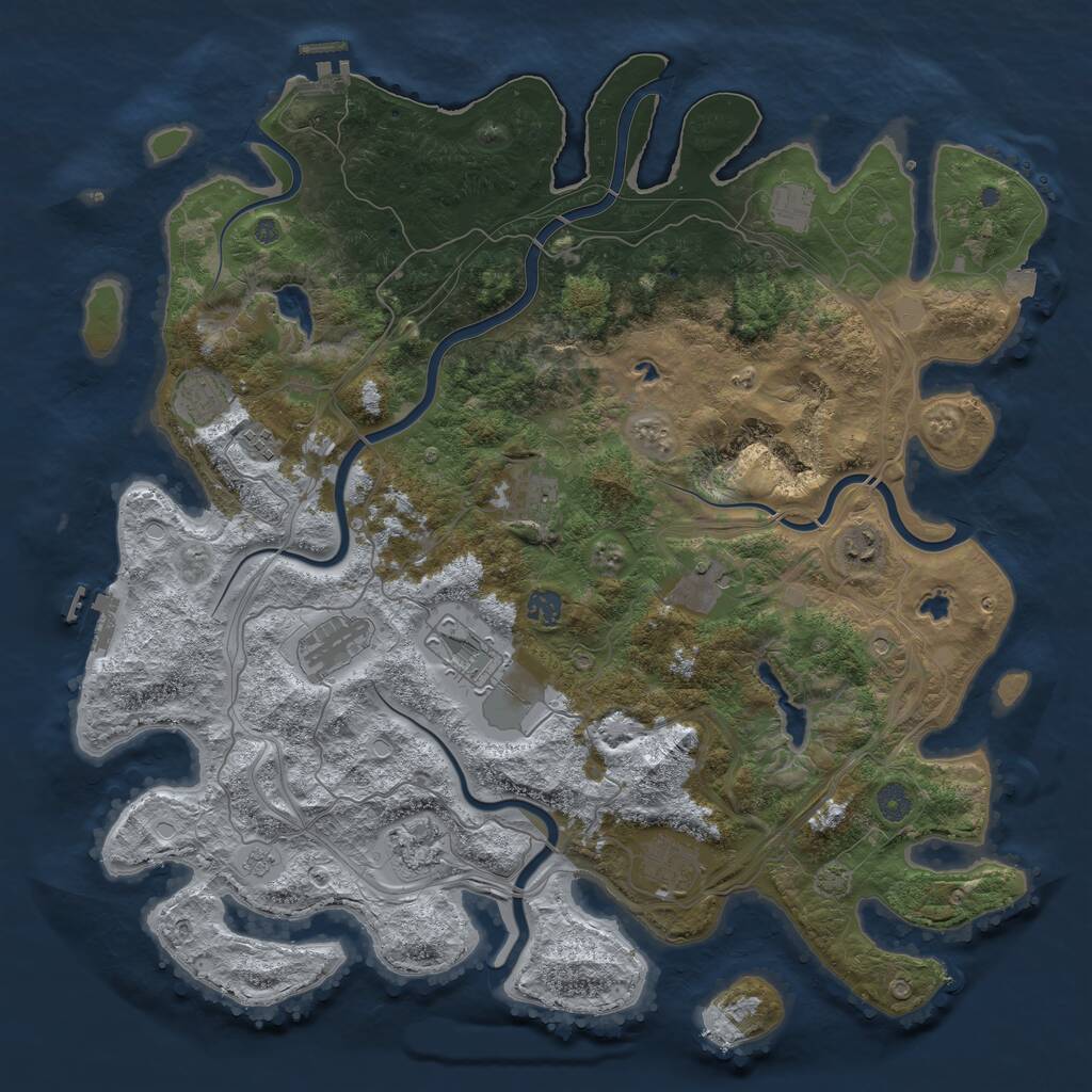 Rust Map: Procedural Map, Size: 4500, Seed: 916375911, 18 Monuments