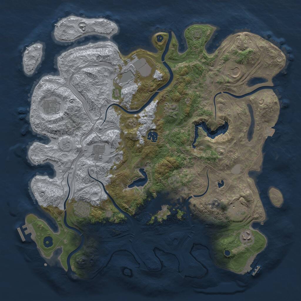 Rust Map: Procedural Map, Size: 4250, Seed: 1373344020, 17 Monuments