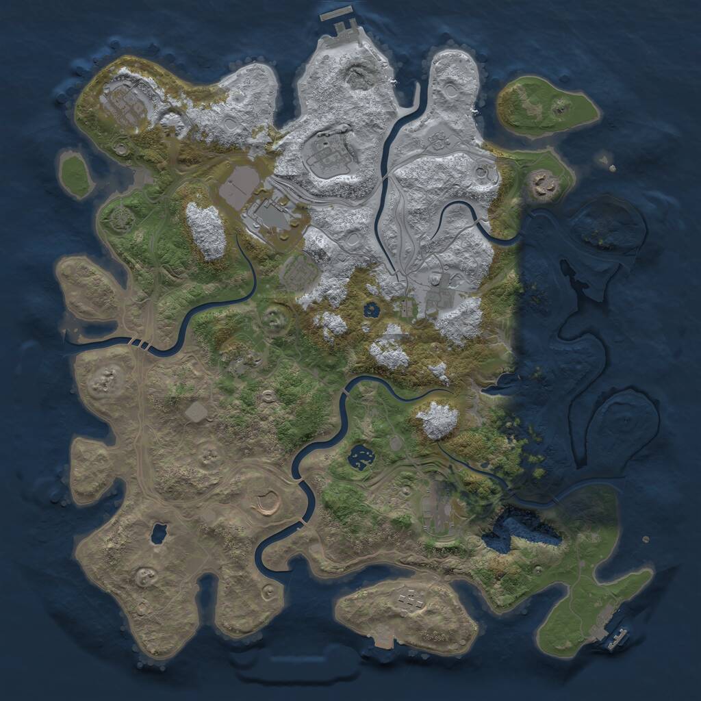 Rust Map: Procedural Map, Size: 4250, Seed: 1033873288, 17 Monuments