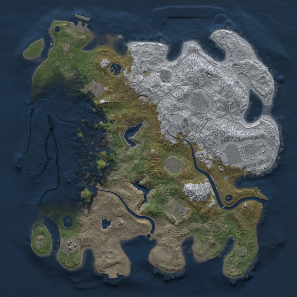 Rust Map: Procedural Map, Size: 4000, Seed: 1349190156, 14 Monuments