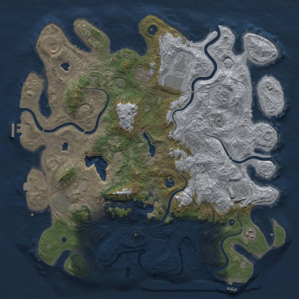 Rust Map: Procedural Map, Size: 4500, Seed: 1062118603, 16 Monuments