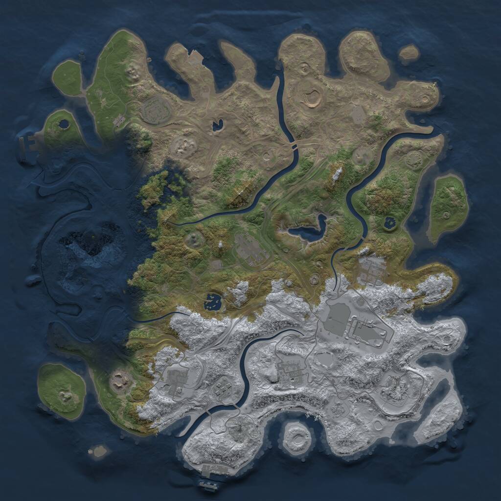 Rust Map: Procedural Map, Size: 4250, Seed: 223574493, 17 Monuments