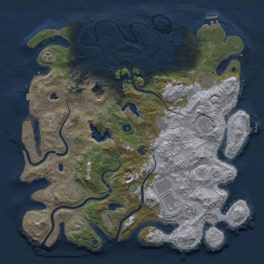 Rust Map: Procedural Map, Size: 4500, Seed: 447773053, 16 Monuments