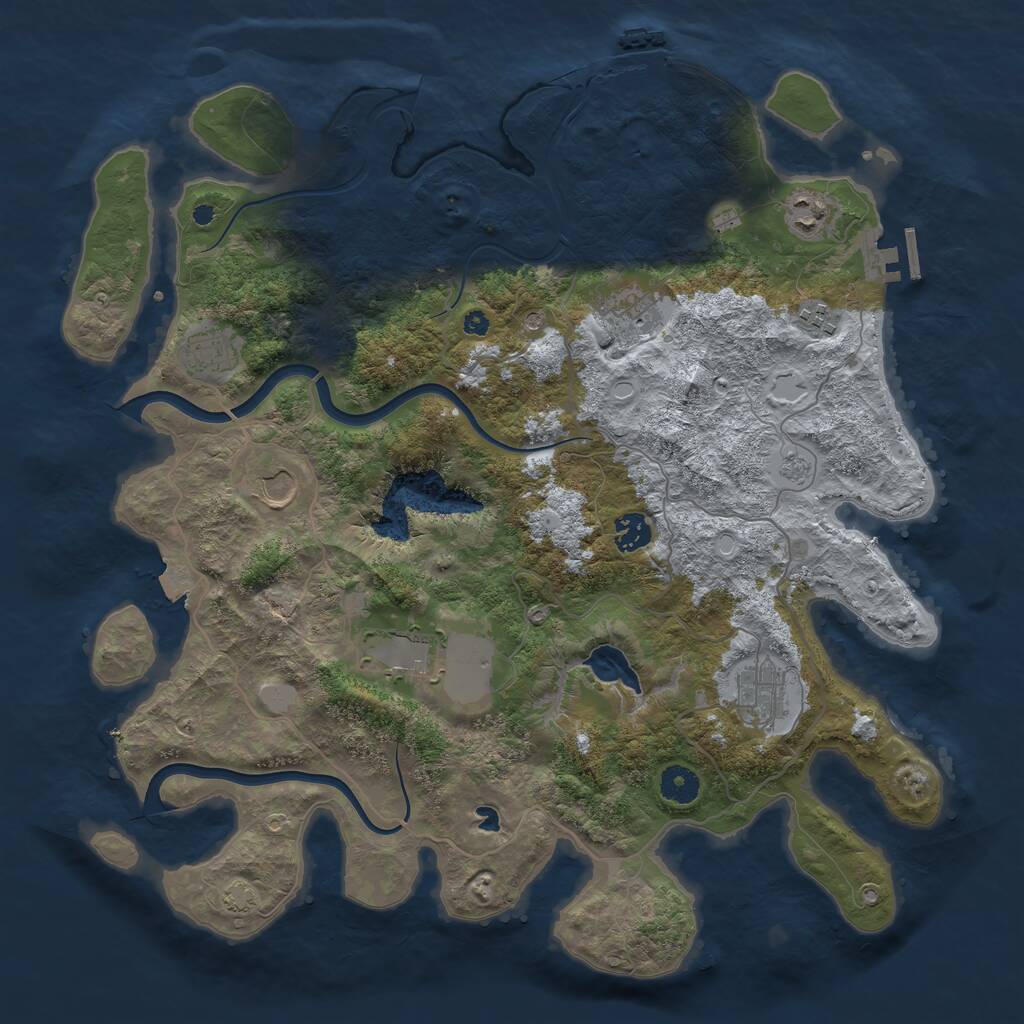 Rust Map: Procedural Map, Size: 4000, Seed: 59274, 14 Monuments