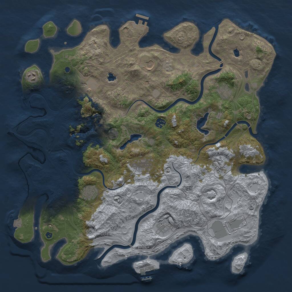 Rust Map: Procedural Map, Size: 4500, Seed: 1309209684, 17 Monuments