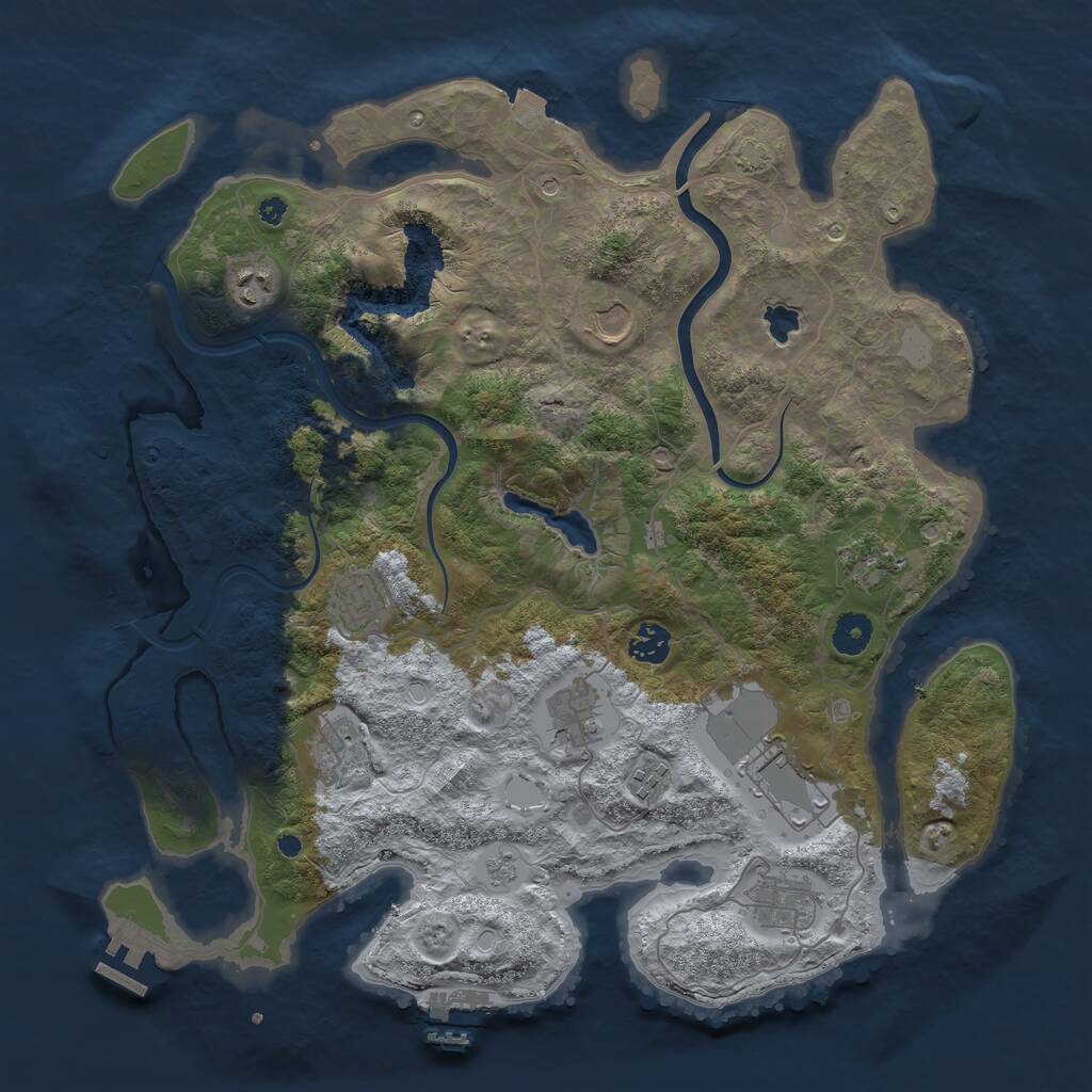 Rust Map: Procedural Map, Size: 4000, Seed: 1085344502, 16 Monuments