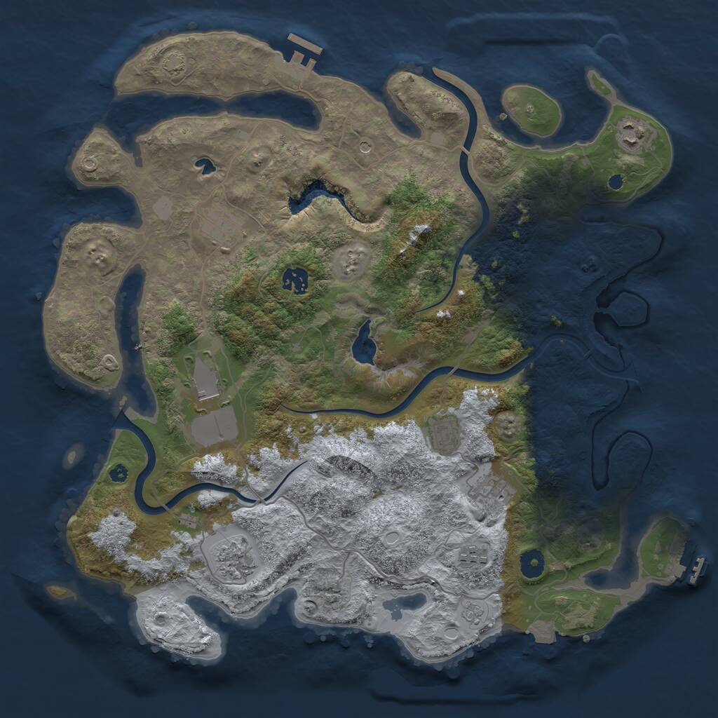 Rust Map: Procedural Map, Size: 4000, Seed: 13137321, 14 Monuments