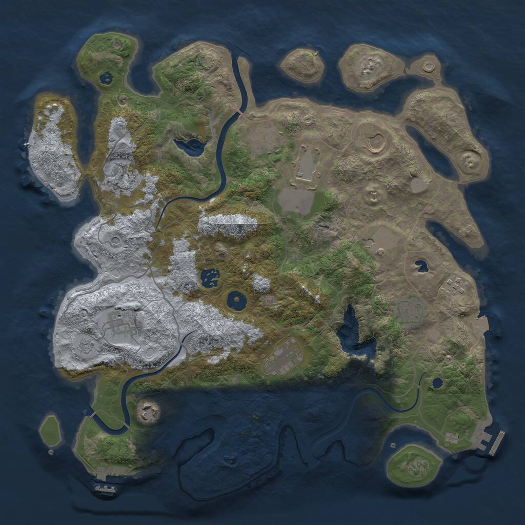 Rust Map: Procedural Map, Size: 4000, Seed: 1000218044, 17 Monuments