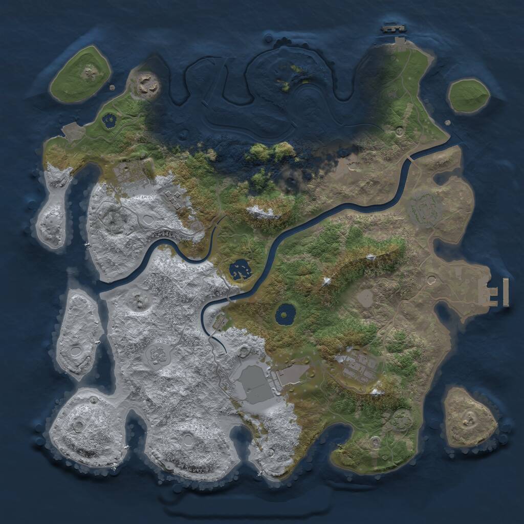 Rust Map: Procedural Map, Size: 3700, Seed: 1045010028, 14 Monuments