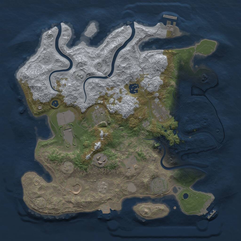 Rust Map: Procedural Map, Size: 3500, Seed: 185674, 15 Monuments