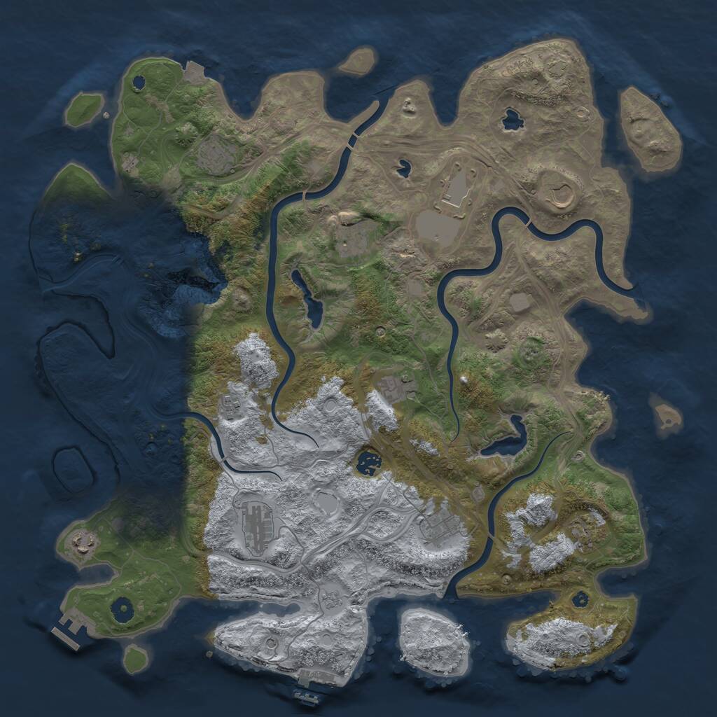 Rust Map: Procedural Map, Size: 4500, Seed: 61222210, 17 Monuments