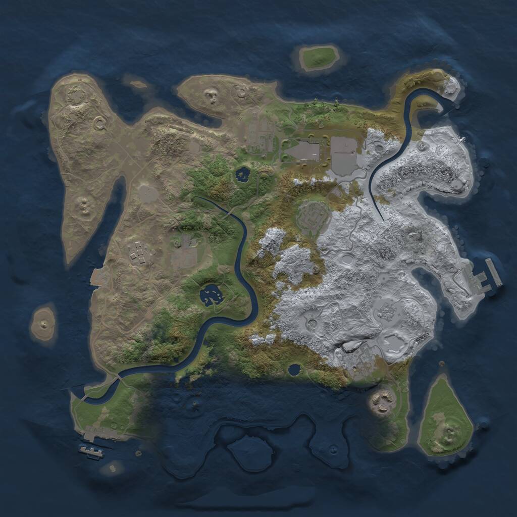 Rust Map: Procedural Map, Size: 3500, Seed: 5641321, 14 Monuments