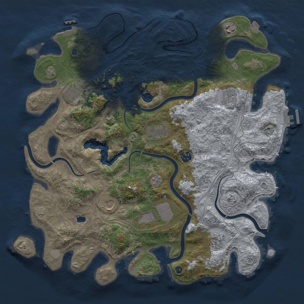 Rust Map: Procedural Map, Size: 4250, Seed: 514216261, 15 Monuments