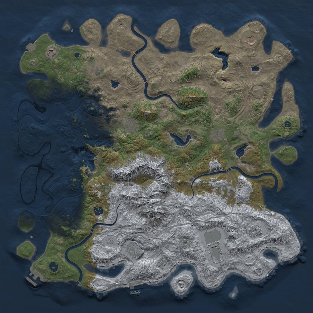 Rust Map: Procedural Map, Size: 5000, Seed: 3446, 17 Monuments