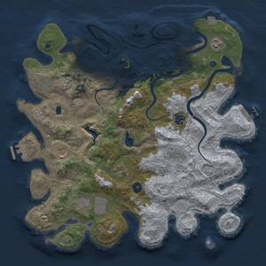 Thumbnail Rust Map: Procedural Map, Size: 4000, Seed: 1538549107, 14 Monuments