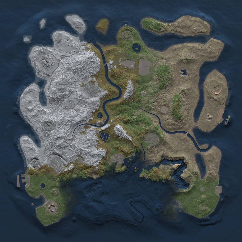 Rust Map: Procedural Map, Size: 4000, Seed: 989472446, 16 Monuments