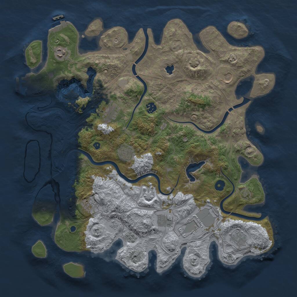 Rust Map: Procedural Map, Size: 4250, Seed: 823491440, 16 Monuments