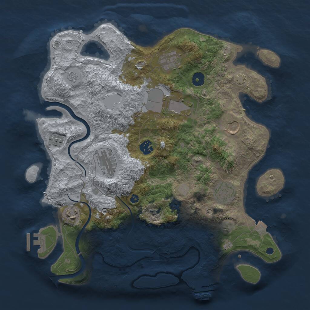 Rust Map: Procedural Map, Size: 3500, Seed: 820597913, 14 Monuments