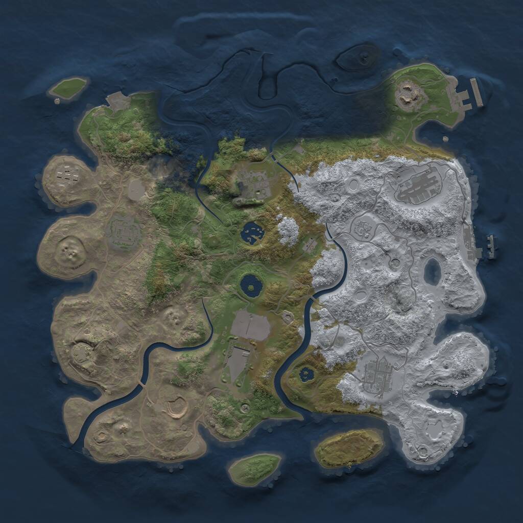 Rust Map: Procedural Map, Size: 3600, Seed: 1992407276, 15 Monuments