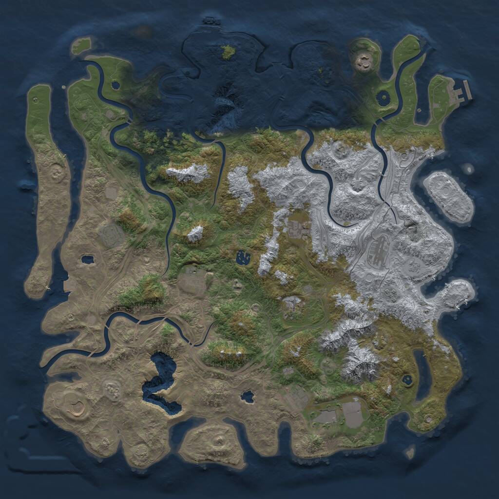 Rust Map: Procedural Map, Size: 5000, Seed: 1071854042, 17 Monuments