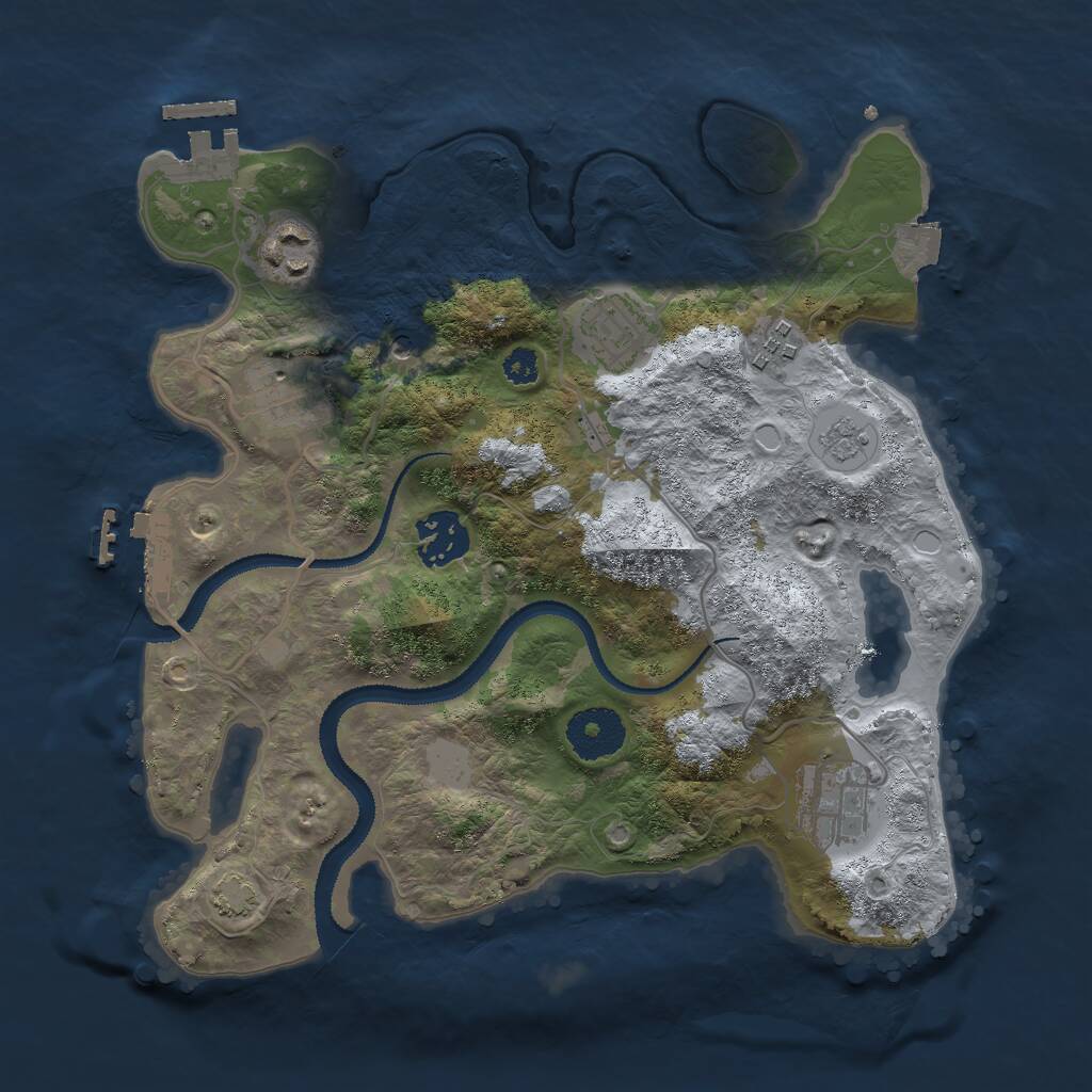 Rust Map: Procedural Map, Size: 3000, Seed: 41827759, 12 Monuments