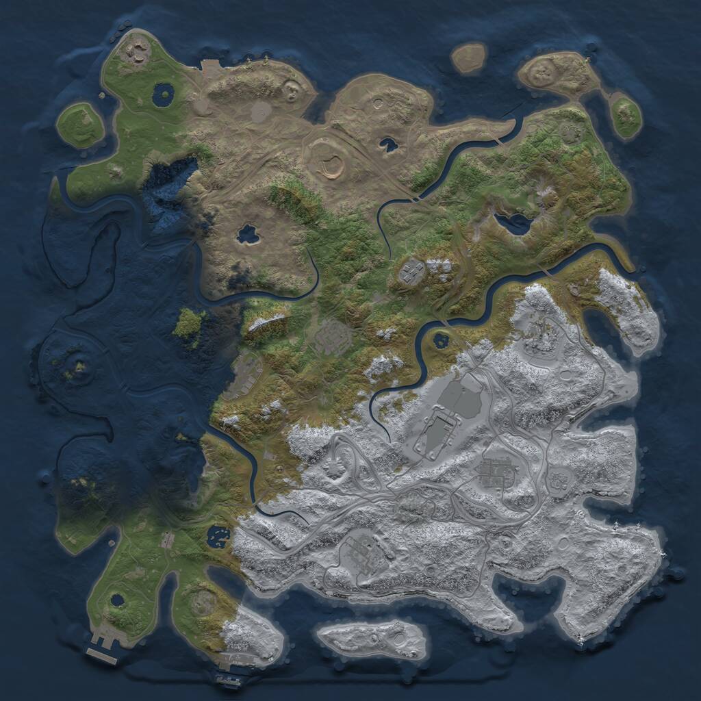 Rust Map: Procedural Map, Size: 4500, Seed: 1235006550, 16 Monuments
