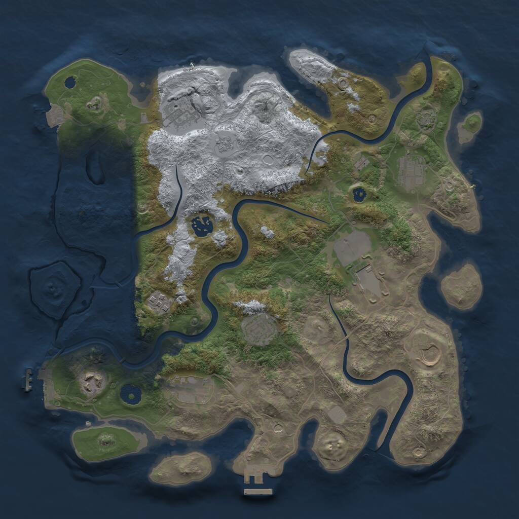 Rust Map: Procedural Map, Size: 3700, Seed: 1235338953, 15 Monuments