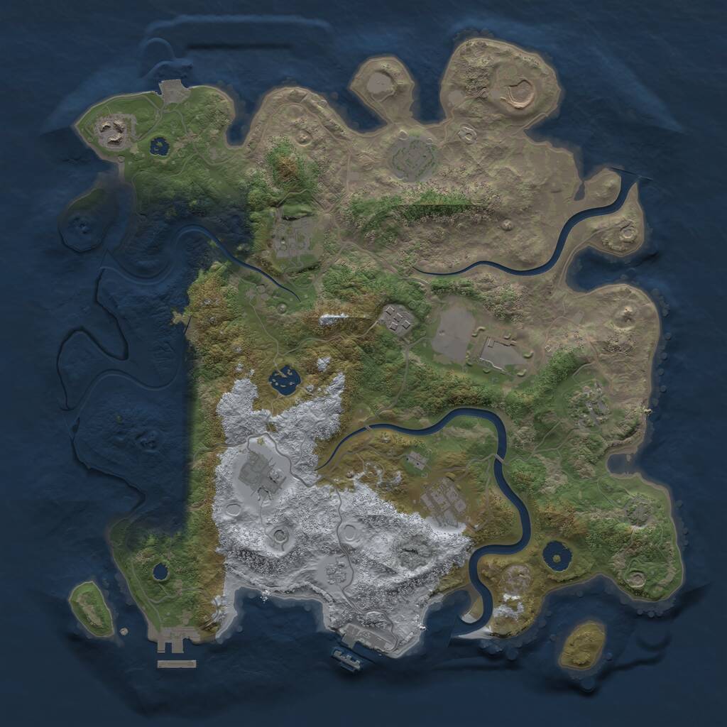 Rust Map: Procedural Map, Size: 3800, Seed: 40626, 16 Monuments