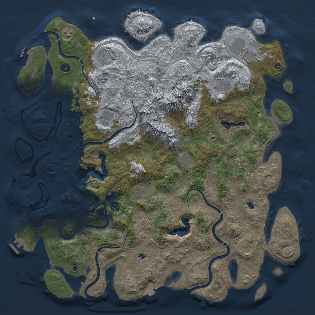 Rust Map: Procedural Map, Size: 5000, Seed: 286008, 17 Monuments