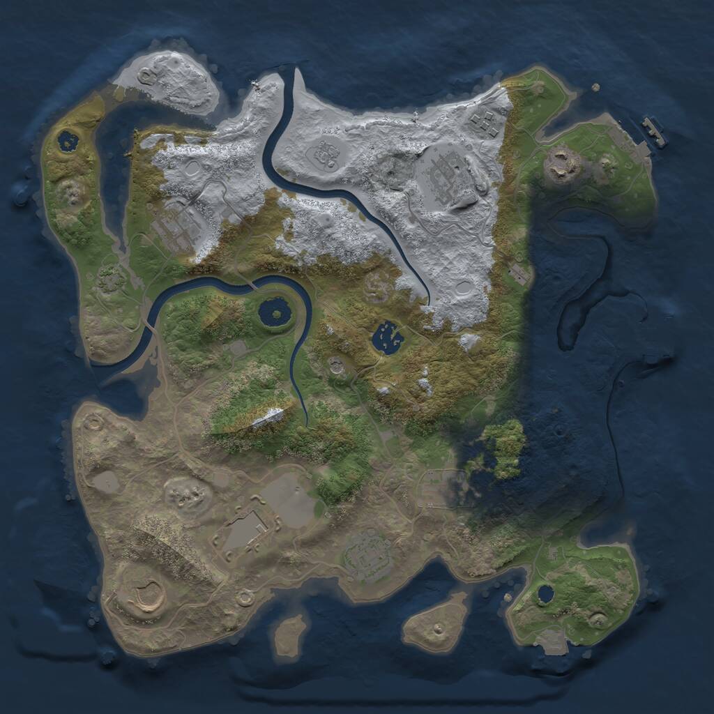 Rust Map: Procedural Map, Size: 3500, Seed: 1351821, 15 Monuments