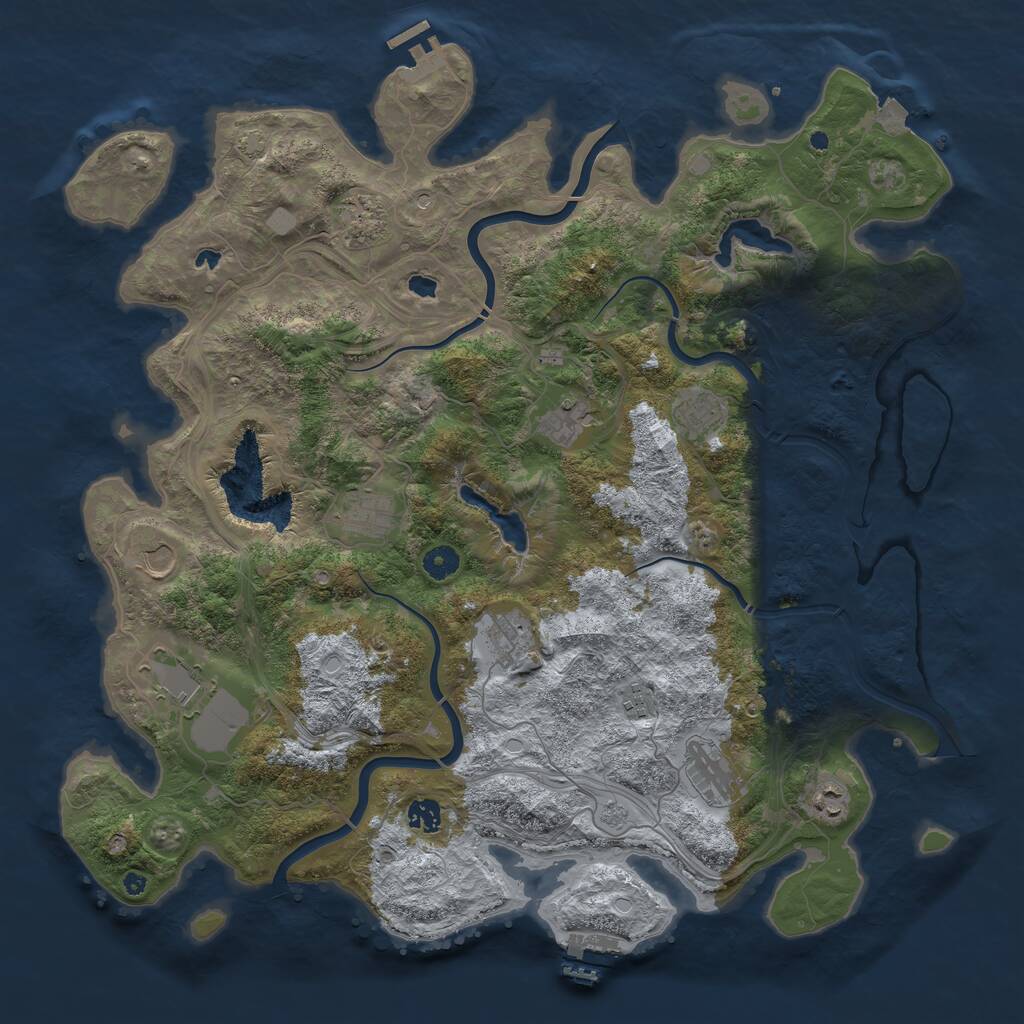 Rust Map: Procedural Map, Size: 4500, Seed: 710140827, 17 Monuments