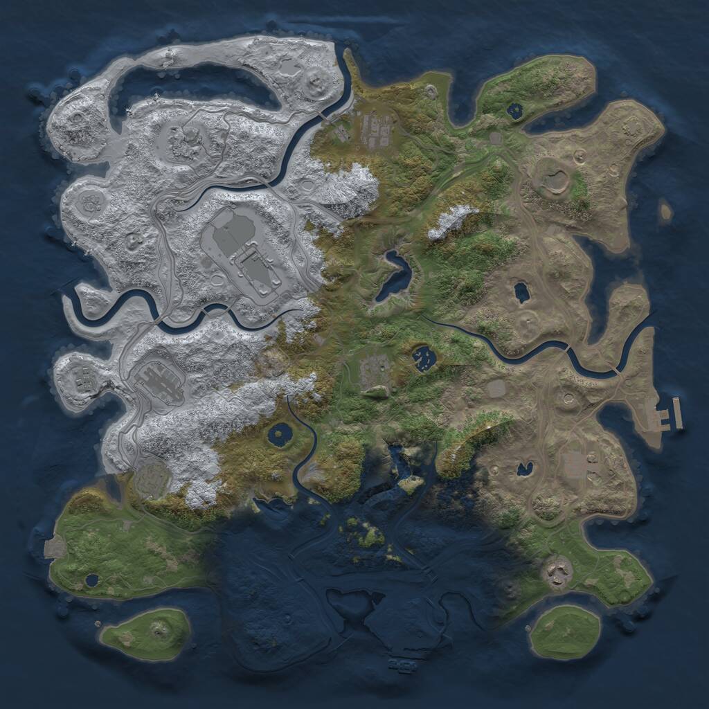 Rust Map: Procedural Map, Size: 4500, Seed: 1813599121, 17 Monuments