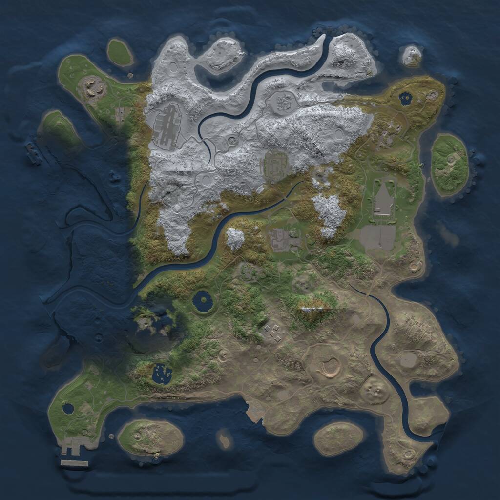 Rust Map: Procedural Map, Size: 3691, Seed: 24269, 16 Monuments
