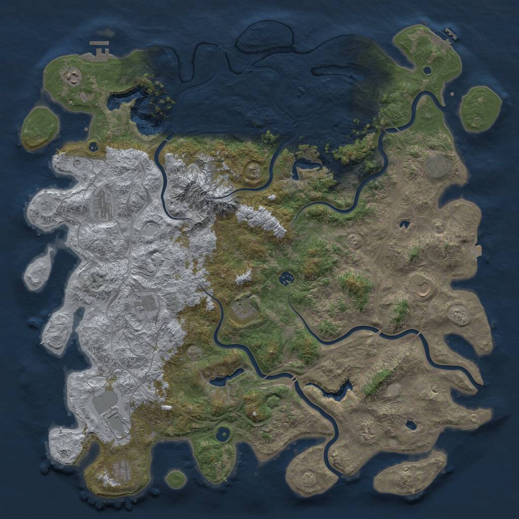 Rust Map: Procedural Map, Size: 5500, Seed: 1326018737, 17 Monuments