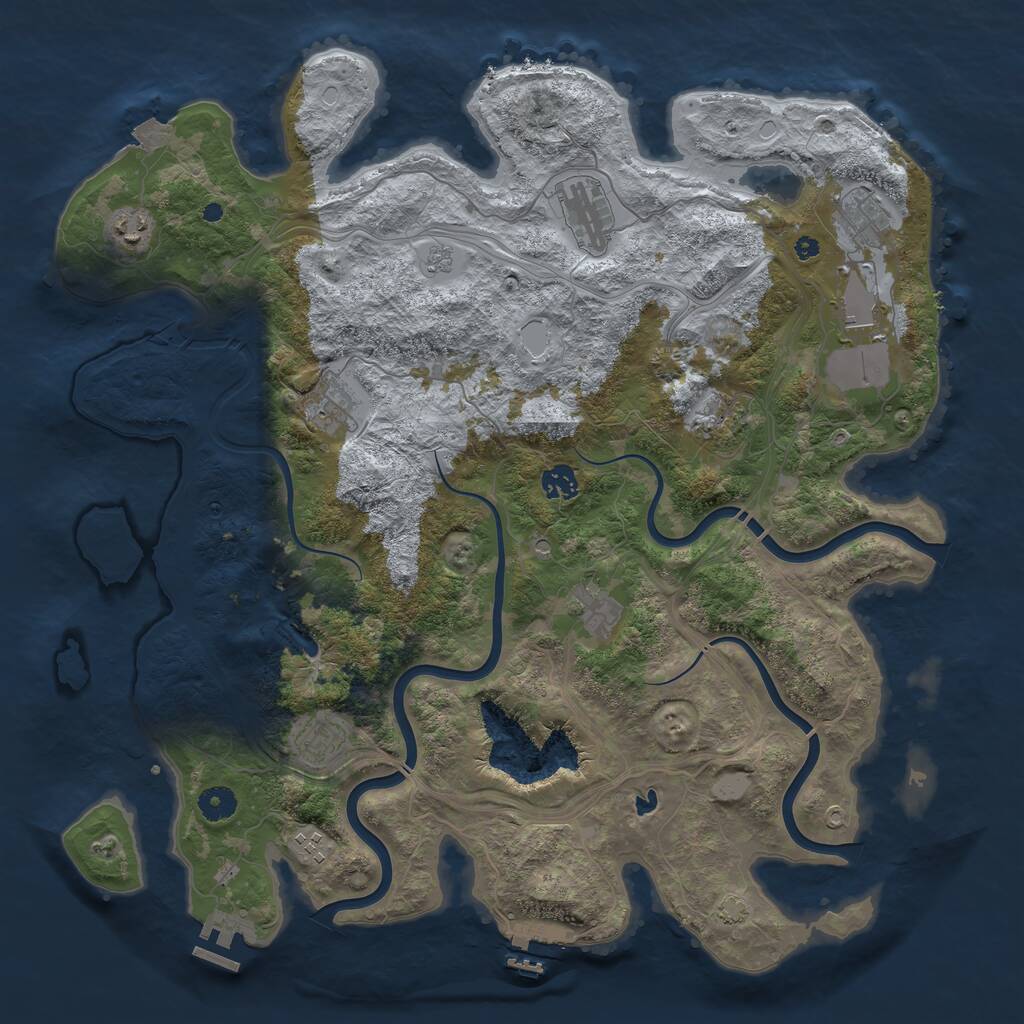 Rust Map: Procedural Map, Size: 4250, Seed: 2107847402, 16 Monuments