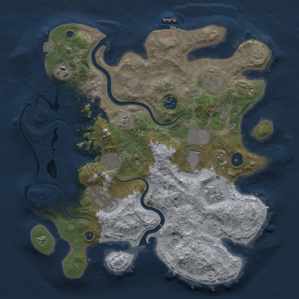 Rust Map: Procedural Map, Size: 3500, Seed: 568832305, 13 Monuments